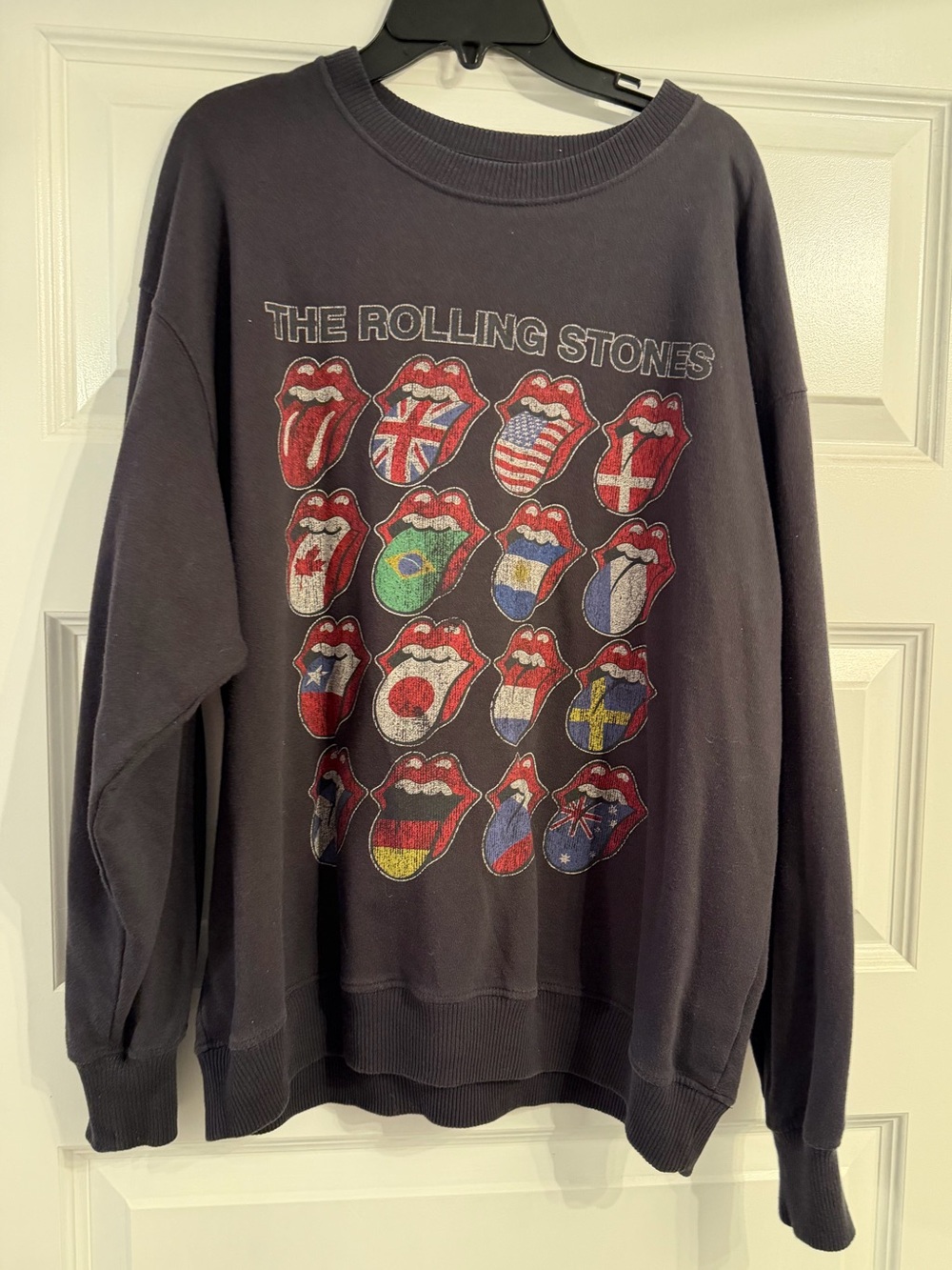 Hollister distressed The Rolling Stones Black Graphic Crewneck Sweatshirt